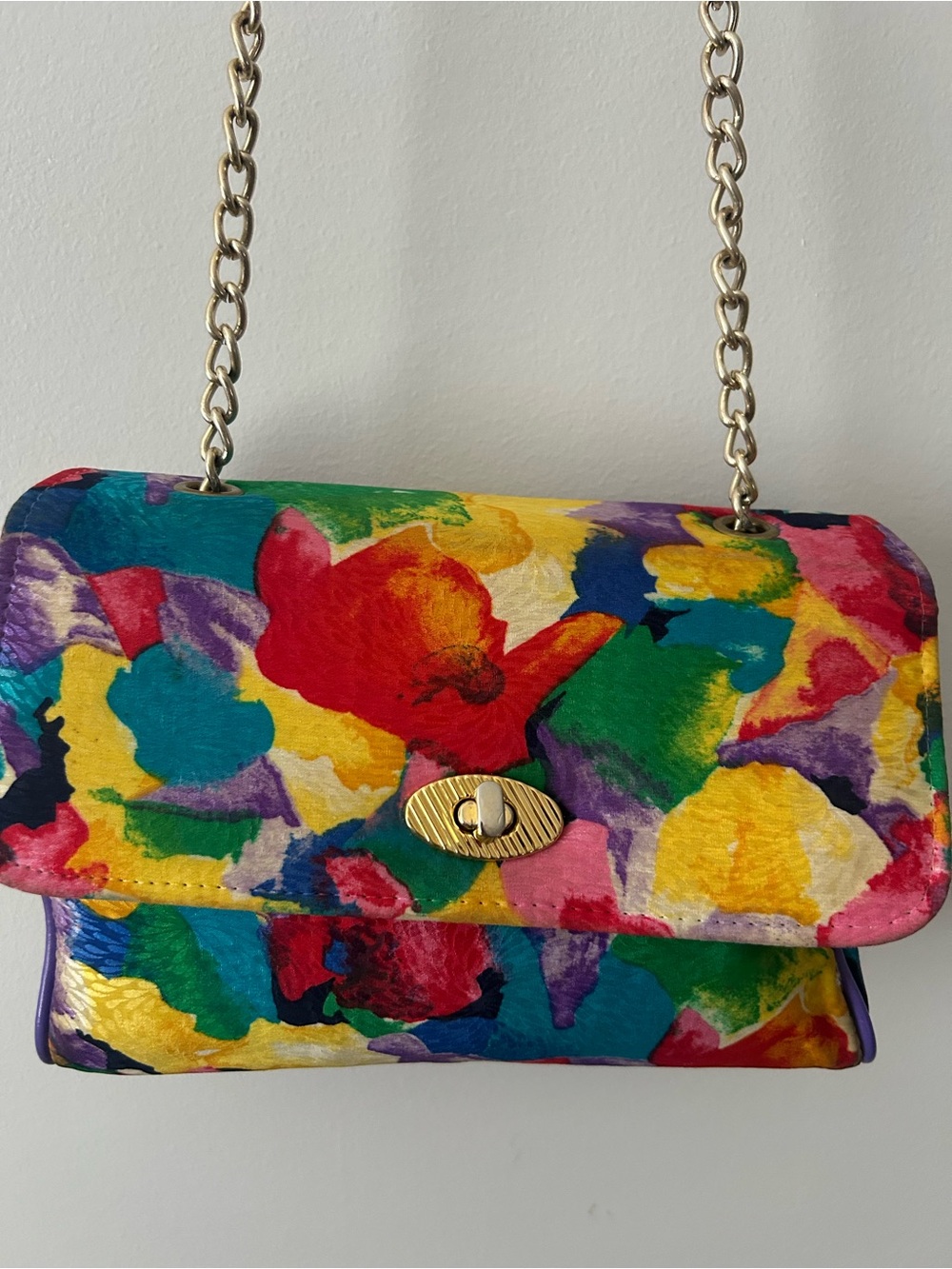 VTG watercolor chain strap art to wear handbag purse
